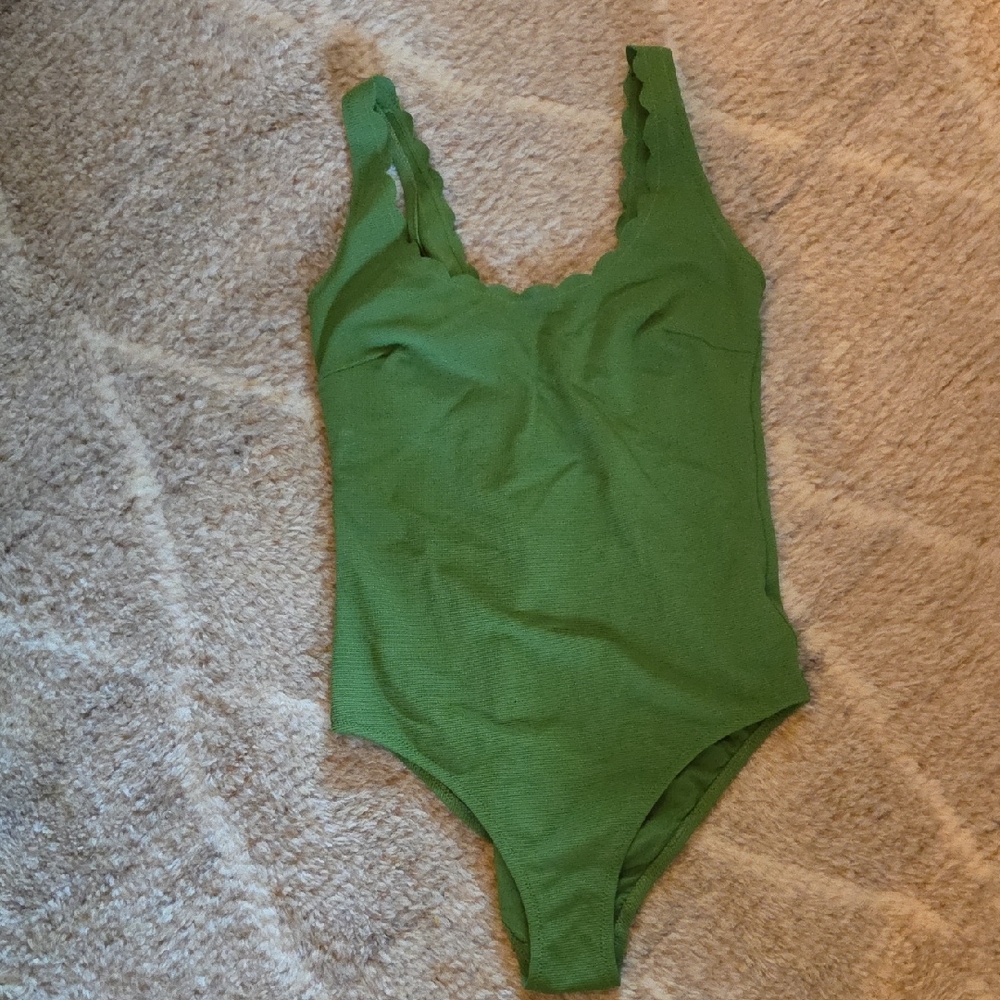 Green Scalloped One Piece Swimsuit